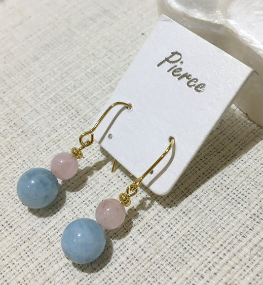 アクアマリンとモルガナイトのピアス【商品番号227】