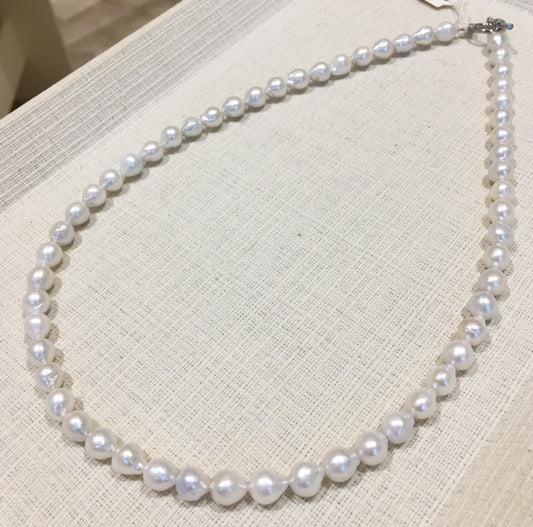 淡水パールネックレス 7.5mm✕8.5mm珠 52cm【商品番号223】