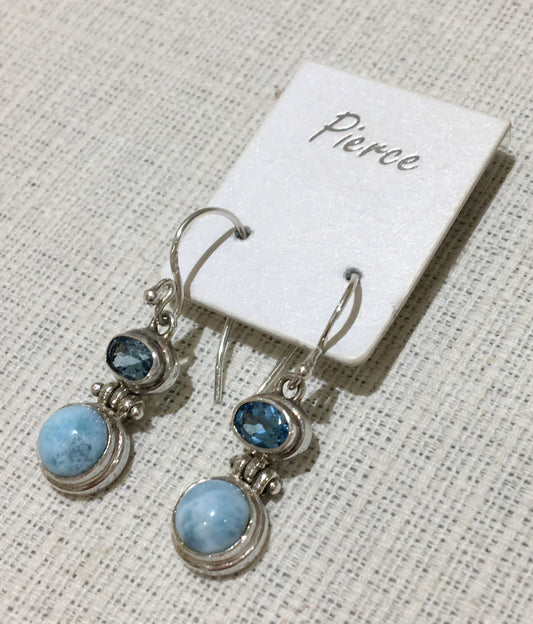 ラリマーとブルートパーズのピアス【商品番号240】