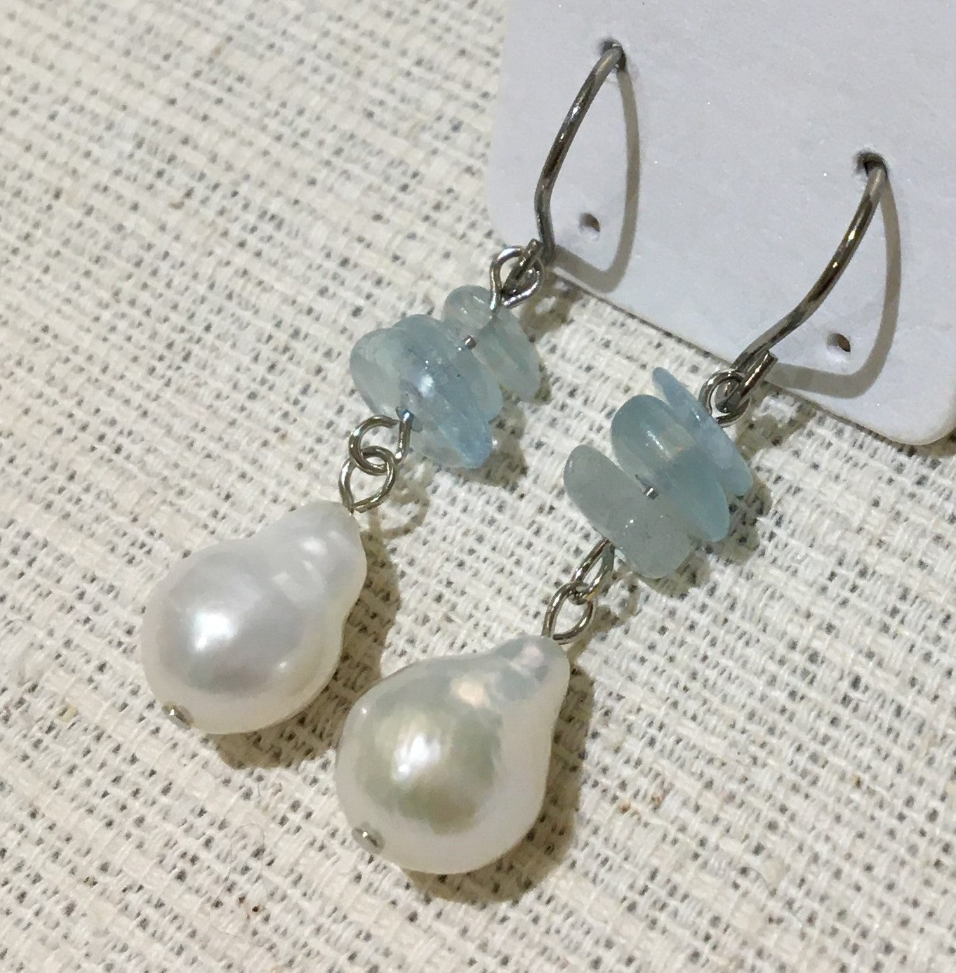 淡水パールとアクアマリンのピアス【商品番号230】