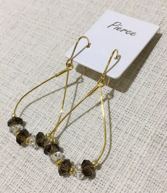 スモーキークオーツとクオーツのピアス【商品番号187】