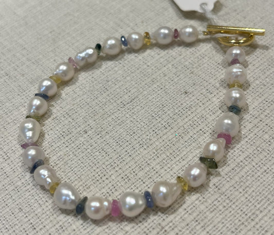 淡水パールとサファイアのブレスレット【商品番号126】
