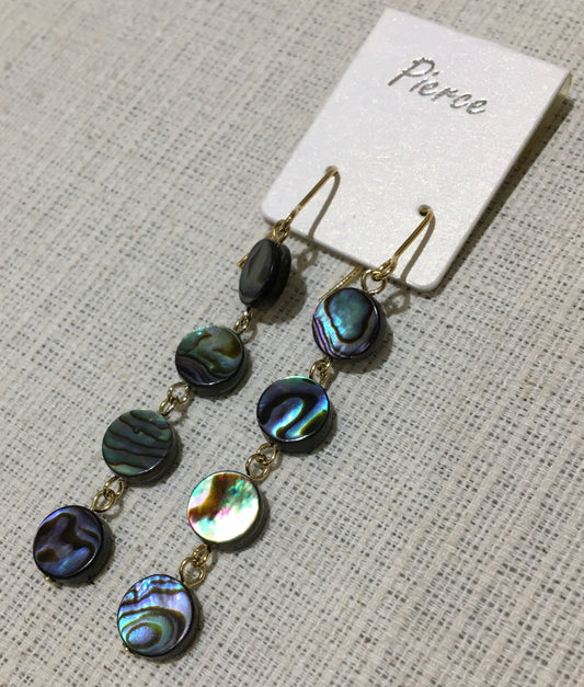 アワビ貝ピアス 8.5mm ステンレス【商品番号163】