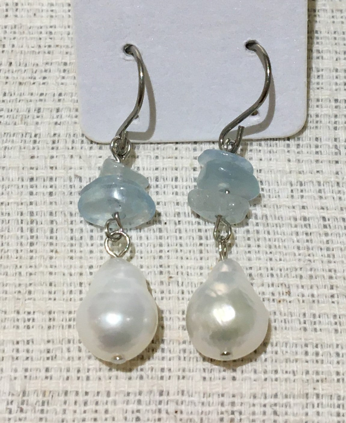 淡水パールとアクアマリンのピアス【商品番号230】