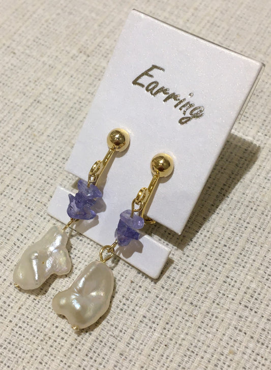 淡水パールとタンザナイトのイヤリング【商品番号150】