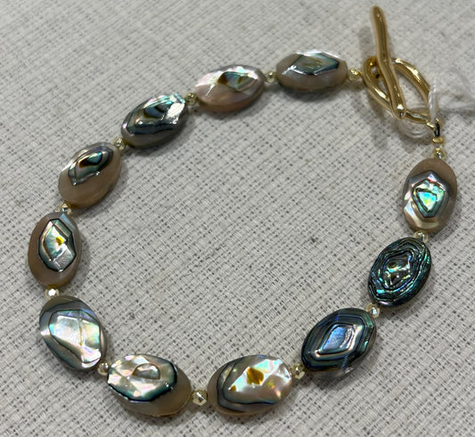 クジャクアワビ貝ブレスレット【商品番号120】