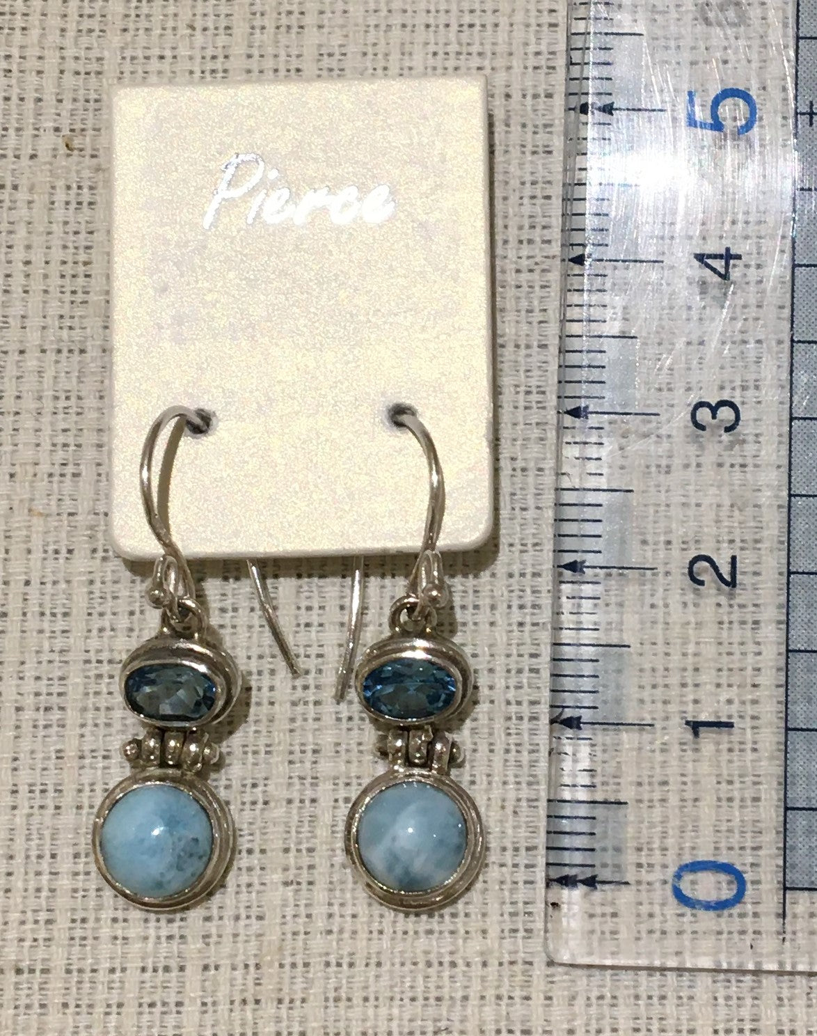 ラリマーとブルートパーズのピアス【商品番号240】