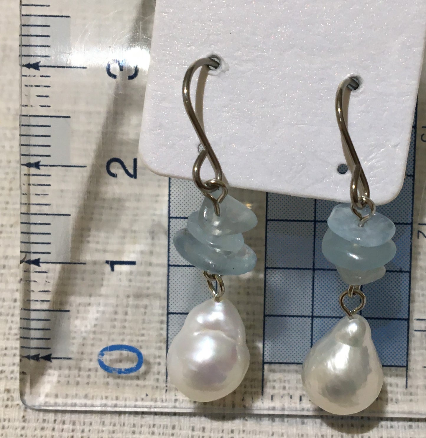 淡水パールとアクアマリンのピアス【商品番号230】