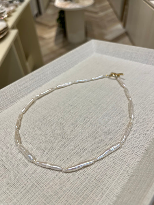 スティックパールネックレス(間に小粒パール3mm)商品番号【103】