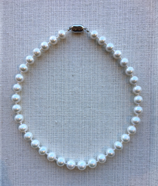 淡水パールネックレス (大珠9.3mm 間に2mm小粒パール)【商品番号104】